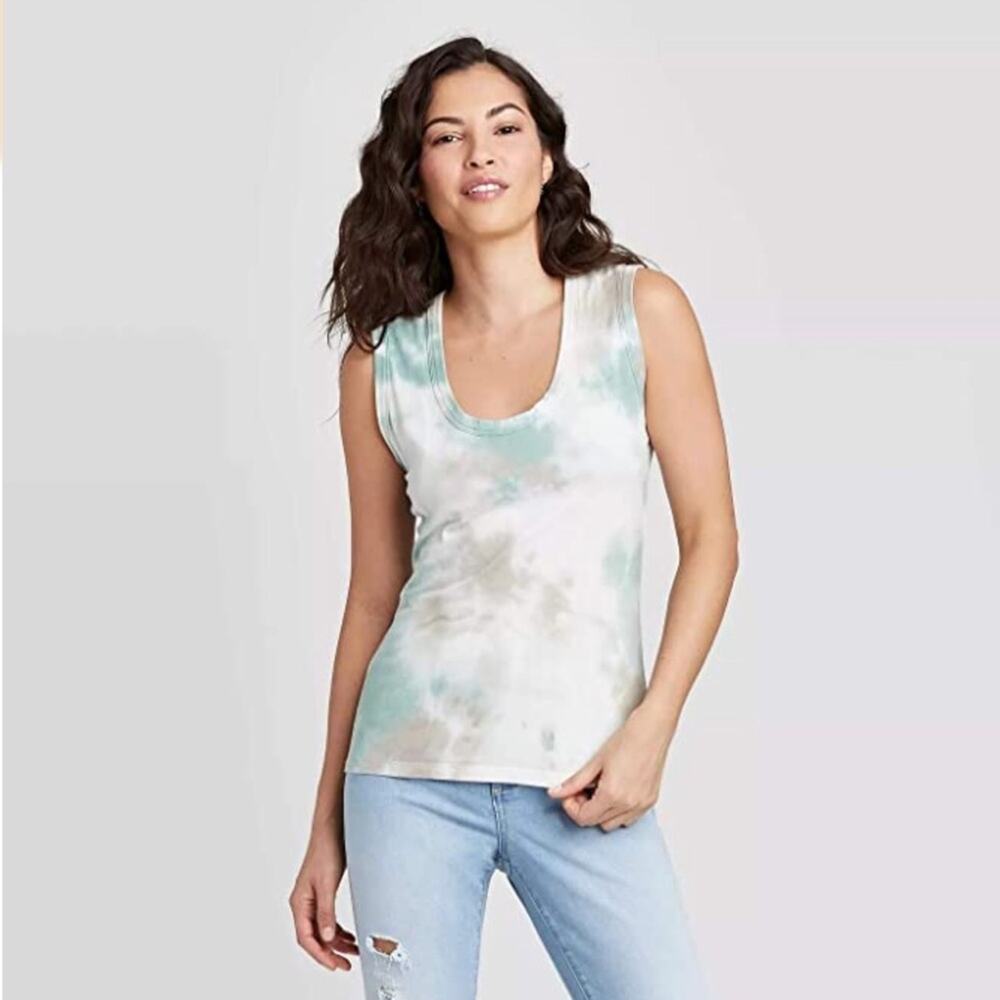 Universal Thread Tank Top Women’s Size S Green Tie Dye Summer Beach